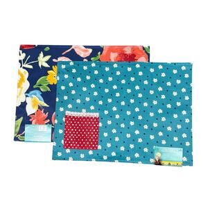 NWT Pioneer Woman Fiona Floral Reversible Placemats Set of 2 Floral Pocket Blue